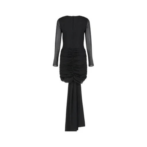 Draped Long-Sleeve Dress