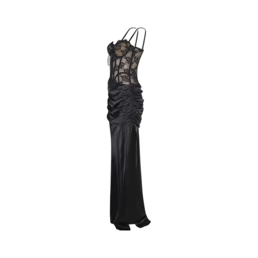 Draped Lace-Detail Dress
