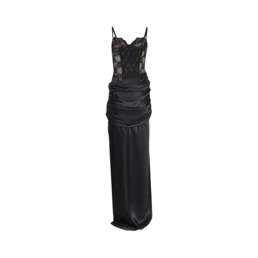 Draped Lace-Detail Dress