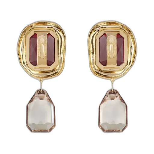 Sculptural Crystal Clip Earrings