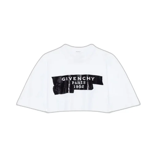 Cropped Cocoon T-Shirt In Cotton With Givenchy Tape Print