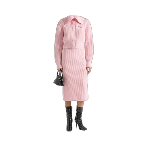 Rubbed-Knit Midi Pencil Skirt