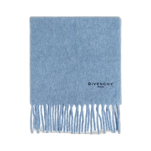 Logo Embroidered Fringed Scarf