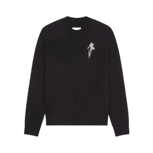 Sweater In Wool Knit With Crystal Embroidery