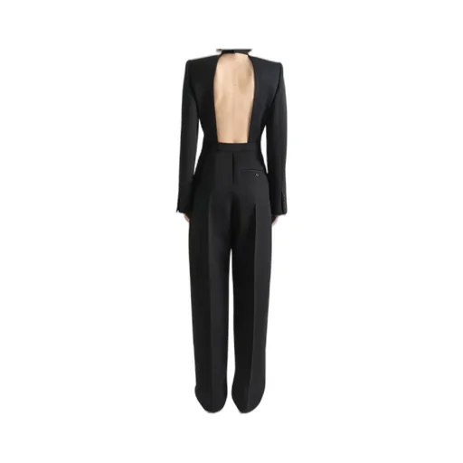 Long-Sleeve Backless Jumpsuit
