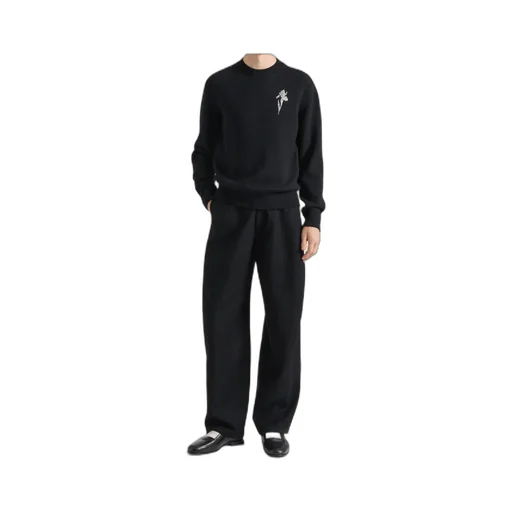 Sweater In Wool Knit With Crystal Embroidery