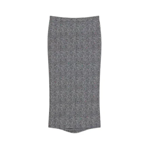 Herringbone Motif Midi Skirt
