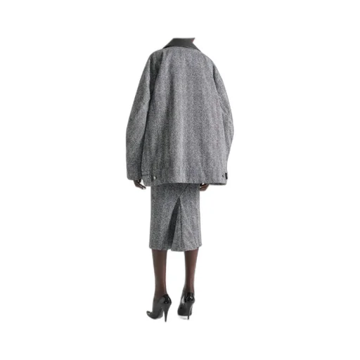 Herringbone Motif Midi Skirt