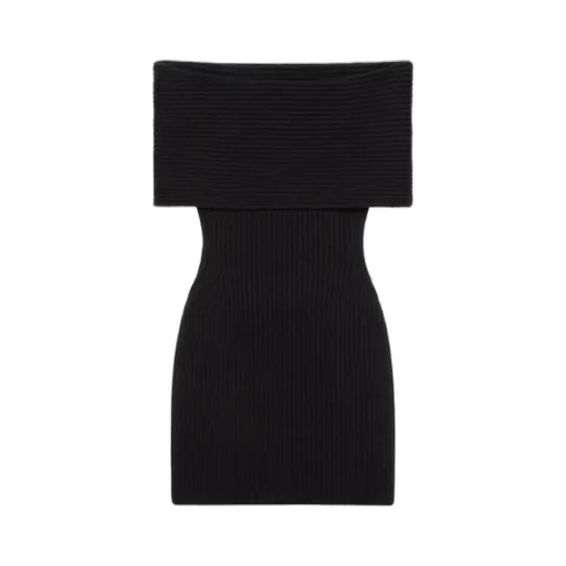 Off-The-Shoulder Mini Dress In Wool