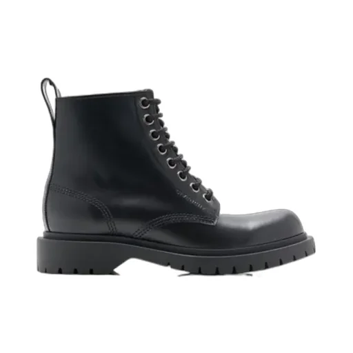 Lace-Up Leather Biker Boots