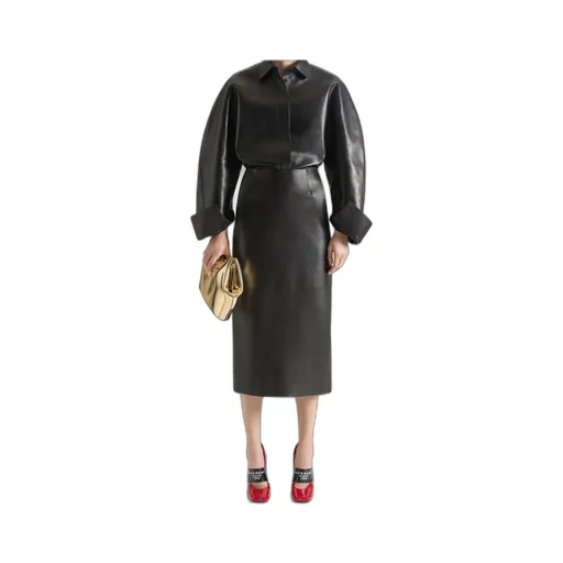 Leather Midi Pencil Skirt