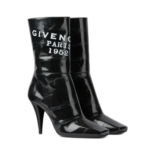 Logo Printed Square-Toe Boots
