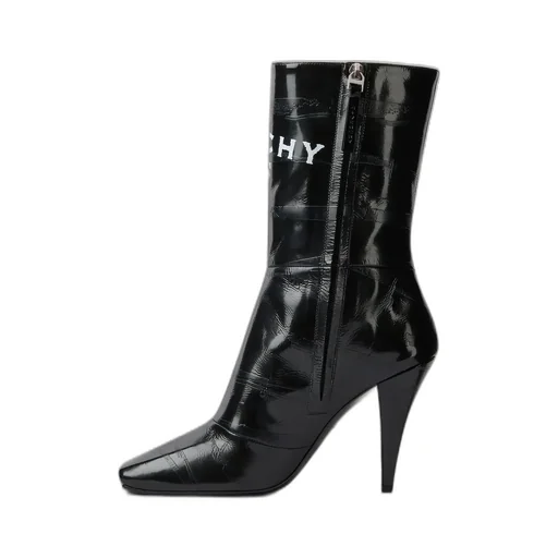 Logo Printed Square-Toe Boots