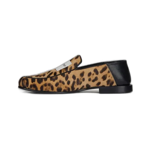 Label Loafers In Leather With Leopard Print