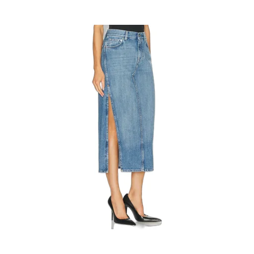 Logo Patch Denim Skirt