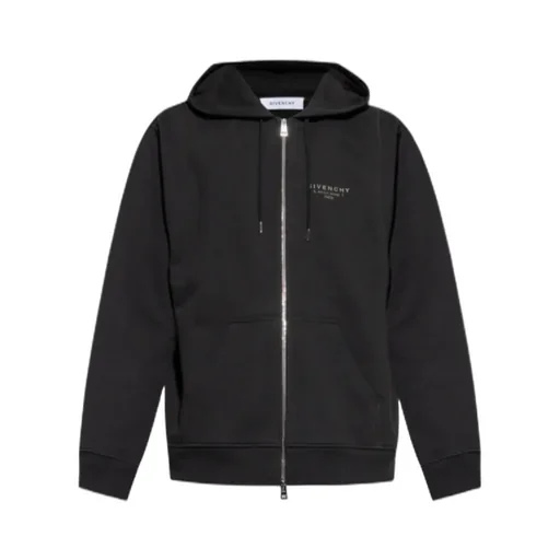 Logo Printed Zipped Drawstring Hoodie