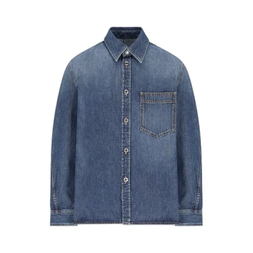 Collared Long-Sleeve Denim Shirt