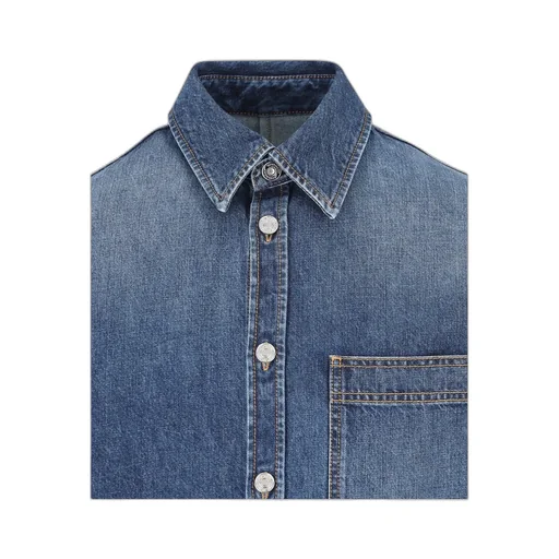 Collared Long-Sleeve Denim Shirt