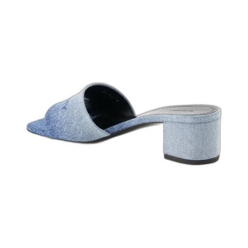 Logo Embroidered Denim Mules