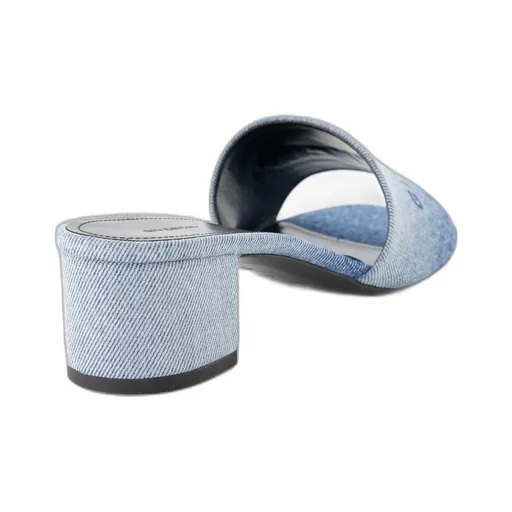 Logo Embroidered Denim Mules