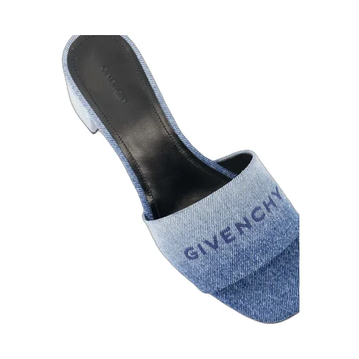 Logo Embroidered Denim Mules