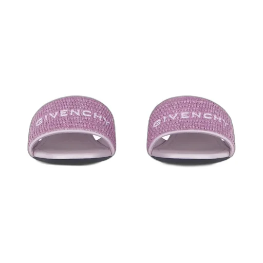 Logo Embroidered Woven Slip-On Mules