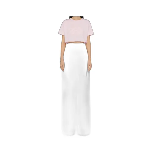 Logo Embroidered Cropped T-Shirt