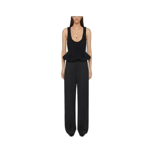 Slim Fit Peplum Top In Waffle Wool