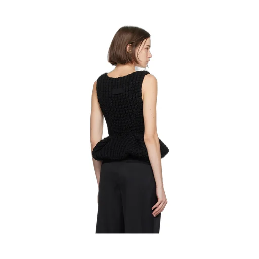 Slim Fit Peplum Top In Waffle Wool