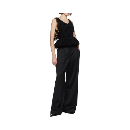 Slim Fit Peplum Top In Waffle Wool