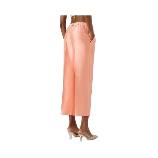 High-Waisted Cropped Silk Trousers