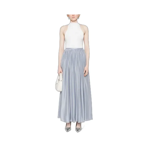 Ruched Satin Maxi Skirt