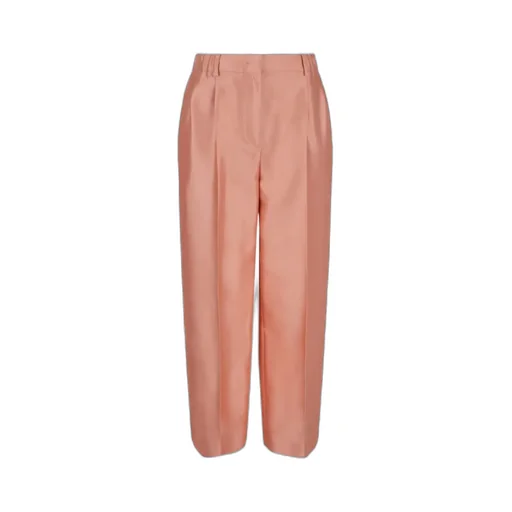 High-Waisted Cropped Silk Trousers
