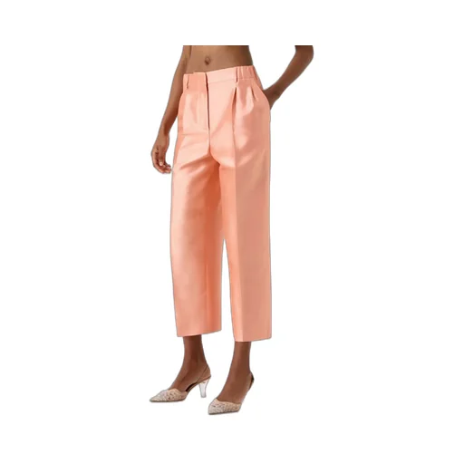 High-Waisted Cropped Silk Trousers