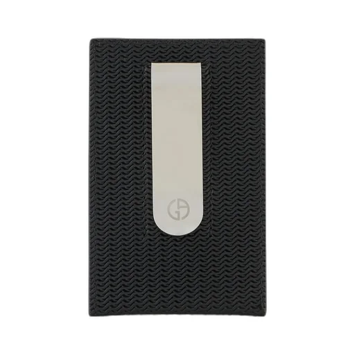 Woven Leather Cardholder With Logo Plaque