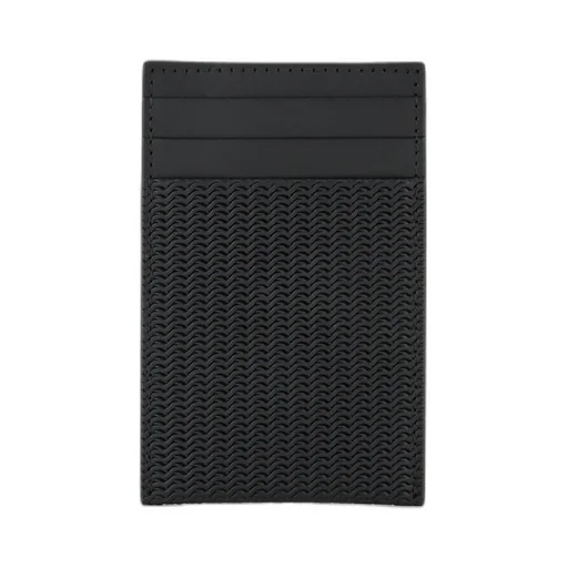 Woven Leather Cardholder With Logo Plaque