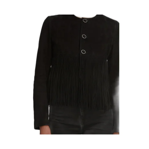 Double-Layered Fringed Leather Jacket