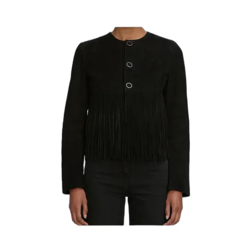 Double-Layered Fringed Leather Jacket