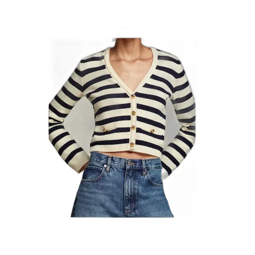 V-Neck Striped Cardigan