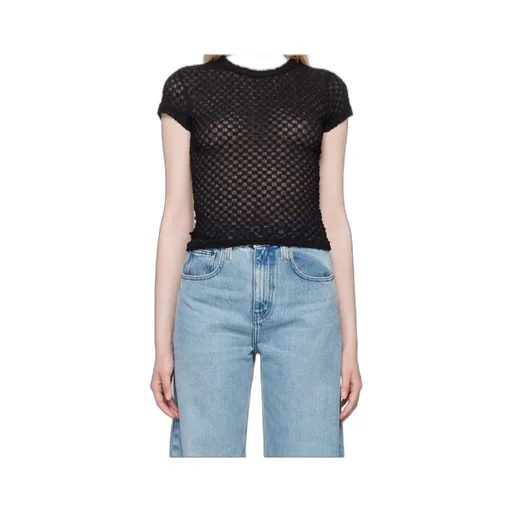 Mesh Lace Round-Neck Top
