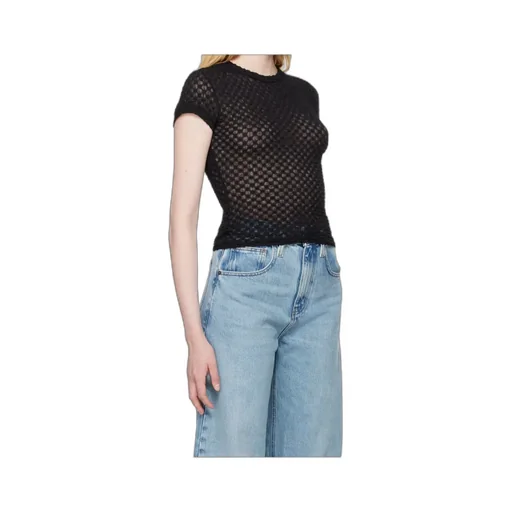 Mesh Lace Round-Neck Top