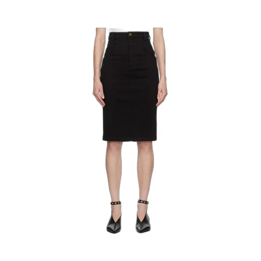 High-Waist Denim Pencil Skirt