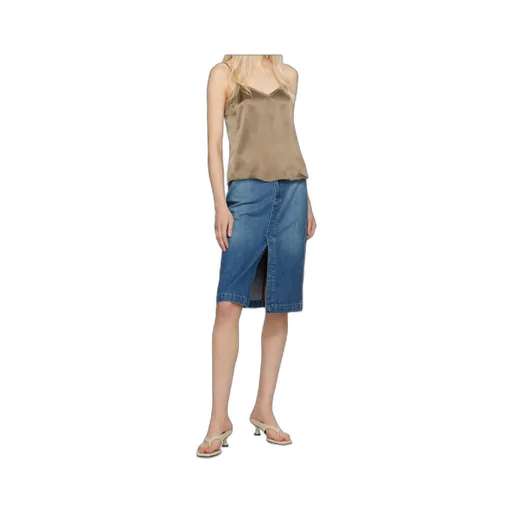 Denim Skirt With Front Slits