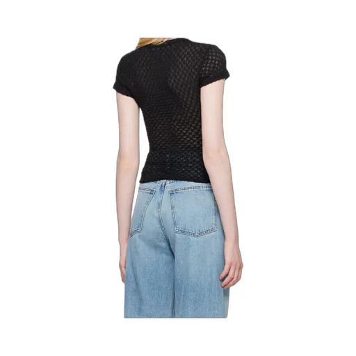 Mesh Lace Round-Neck Top