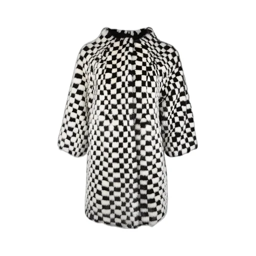 Plaid Fur Coat