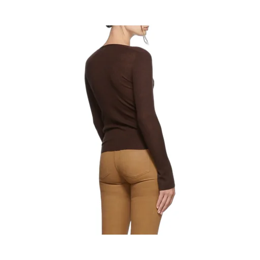 Decorative-Button Wool-Blend Knit Top