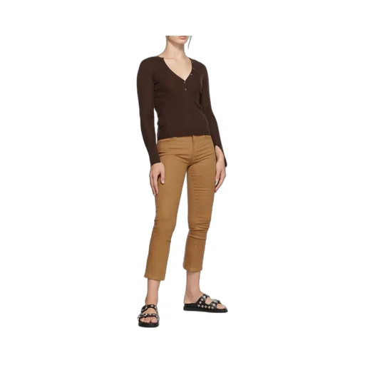 Decorative-Button Wool-Blend Knit Top