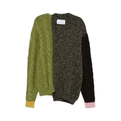 Cable-Knit Asymmetric Colourblock Jumper