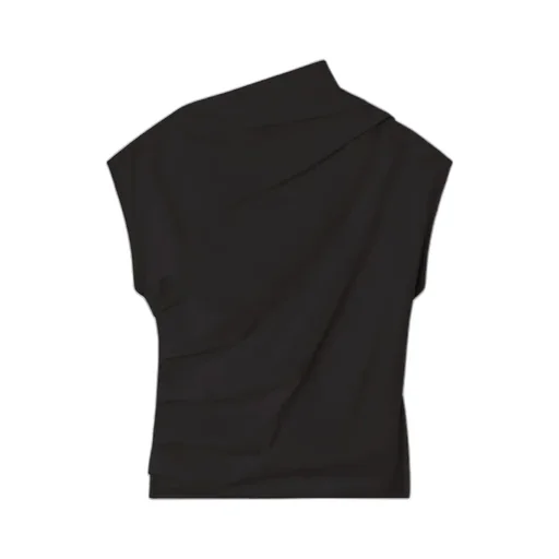 Asymmetric Neck Ruched Top