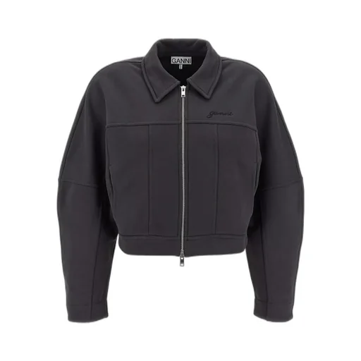 Logo Embroidered Cropped Jacket